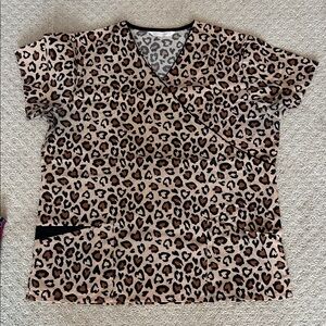Leopard Print Women's scrub Top
